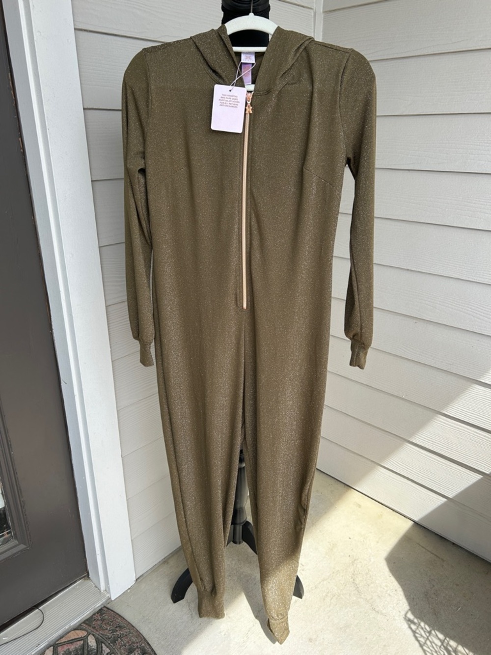 NWT SAVAGE X FENTY Sleep & Shine Hooded green sparkle hooded jumpsuit. Size M